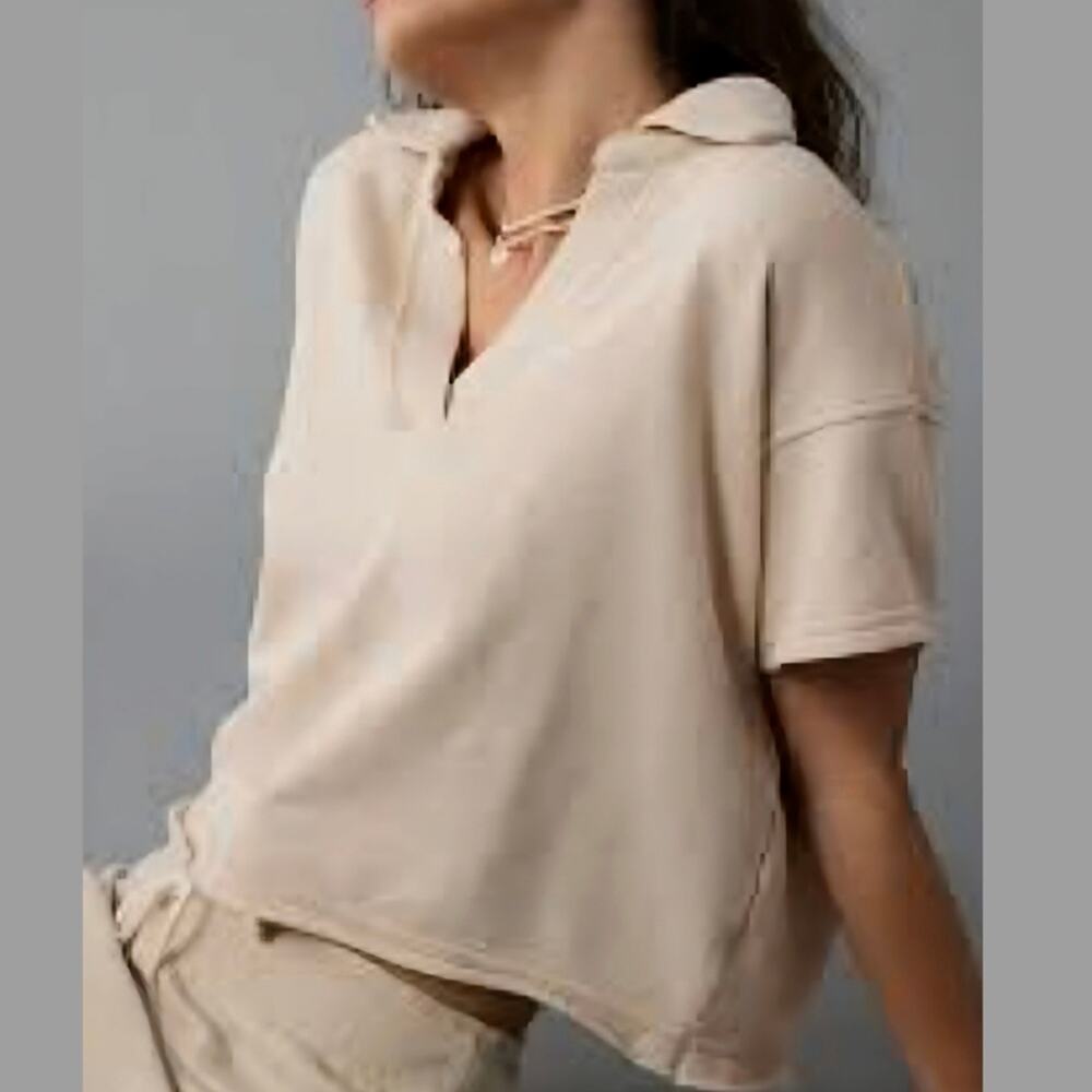 AMERICAN EAGLE Oversized Cropped Collared Sweatsh… - image 1